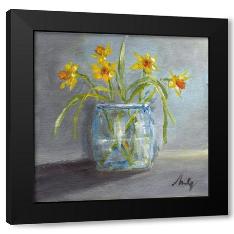 Daffodils II Black Modern Wood Framed Art Print by Strong, Molly Susan