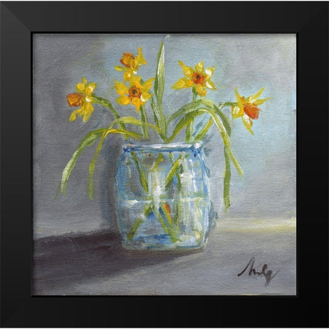 Daffodils II Black Modern Wood Framed Art Print by Strong, Molly Susan
