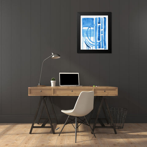 Blue Abstract II Black Modern Wood Framed Art Print by Strong, Molly Susan
