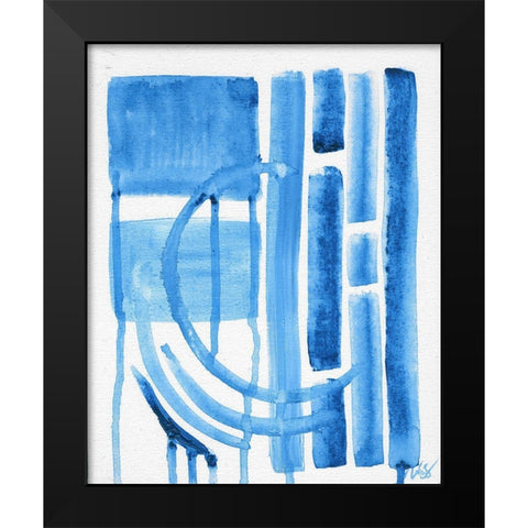 Blue Abstract II Black Modern Wood Framed Art Print by Strong, Molly Susan