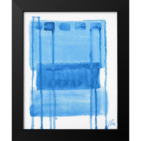 Blue Abstract III Black Modern Wood Framed Art Print by Strong, Molly Susan