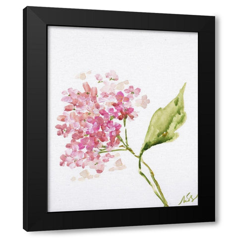 Pink Blossoms Black Modern Wood Framed Art Print by Strong, Molly Susan