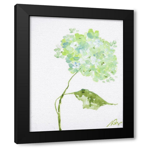Green Blossoms Black Modern Wood Framed Art Print with Double Matting by Strong, Molly Susan