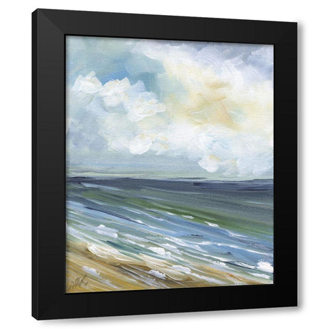 Beach Horizon Black Modern Wood Framed Art Print by Strong, Molly Susan
