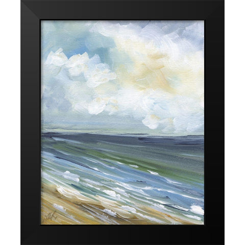 Beach Horizon Black Modern Wood Framed Art Print by Strong, Molly Susan
