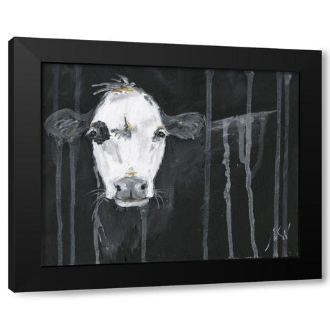 Cow Black Modern Wood Framed Art Print by Strong, Molly Susan