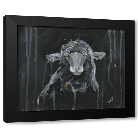 Sheep Black Modern Wood Framed Art Print by Strong, Molly Susan