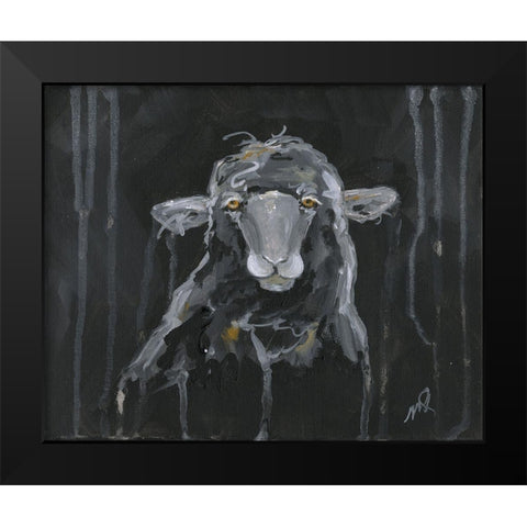 Sheep Black Modern Wood Framed Art Print by Strong, Molly Susan