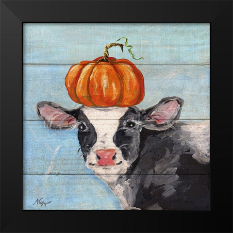 Pumpkin Cow Black Modern Wood Framed Art Print by Strong, Molly Susan