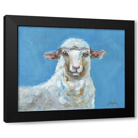 Lola the Sheep Black Modern Wood Framed Art Print by Strong, Molly Susan