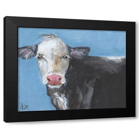 Tommy the Cow Black Modern Wood Framed Art Print with Double Matting by Strong, Molly Susan