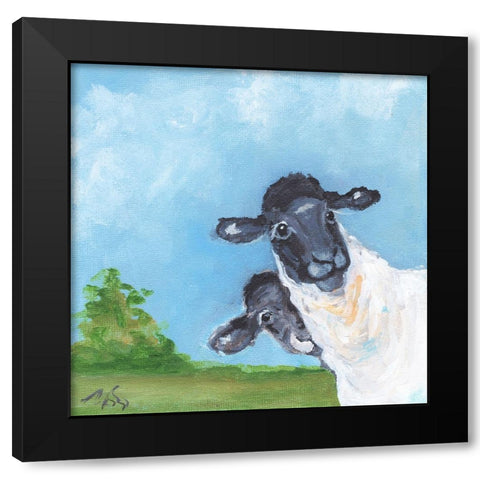 Peeking Black Modern Wood Framed Art Print by Strong, Molly Susan