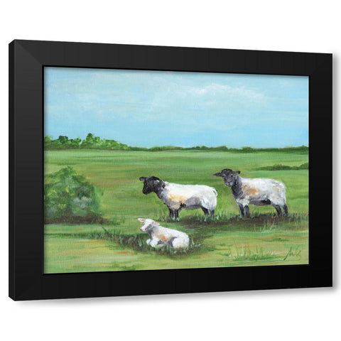 Sheep Trio Black Modern Wood Framed Art Print by Strong, Molly Susan