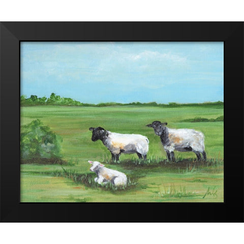 Sheep Trio Black Modern Wood Framed Art Print by Strong, Molly Susan