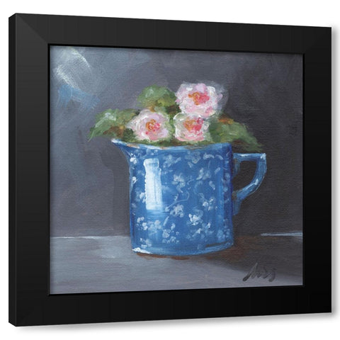 Blue Calico Black Modern Wood Framed Art Print by Strong, Molly Susan