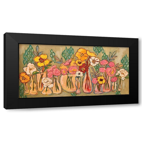 Flower Jars Black Modern Wood Framed Art Print by Rupp, Mariah