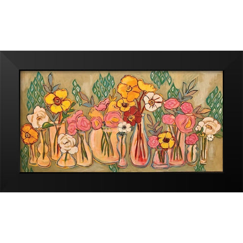 Flower Jars Black Modern Wood Framed Art Print by Rupp, Mariah