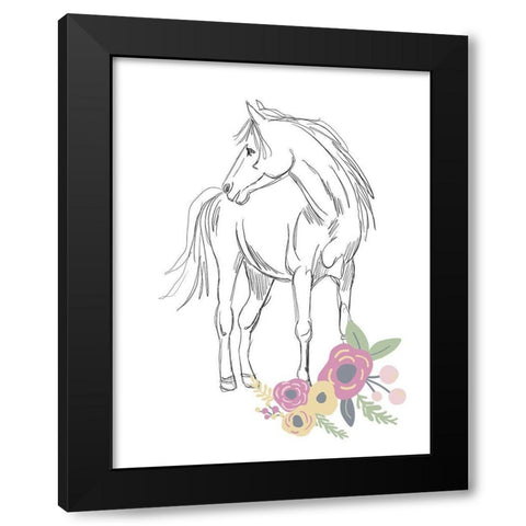 Horse Sketch Black Modern Wood Framed Art Print with Double Matting by Rupp, Mariah