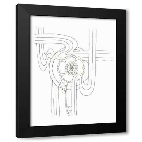 Flowerlines Black Modern Wood Framed Art Print with Double Matting by Rupp, Mariah