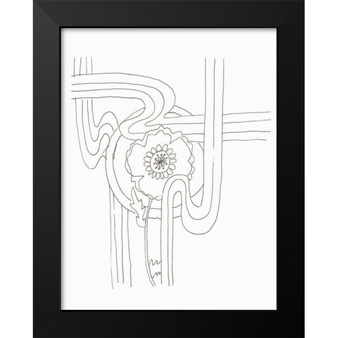 Flowerlines Black Modern Wood Framed Art Print by Rupp, Mariah