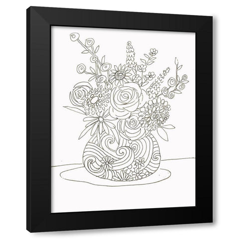 Line Bouquet Black Modern Wood Framed Art Print with Double Matting by Rupp, Mariah