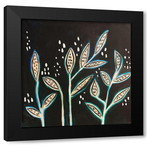 Leaves on Black Black Modern Wood Framed Art Print by Rupp, Mariah