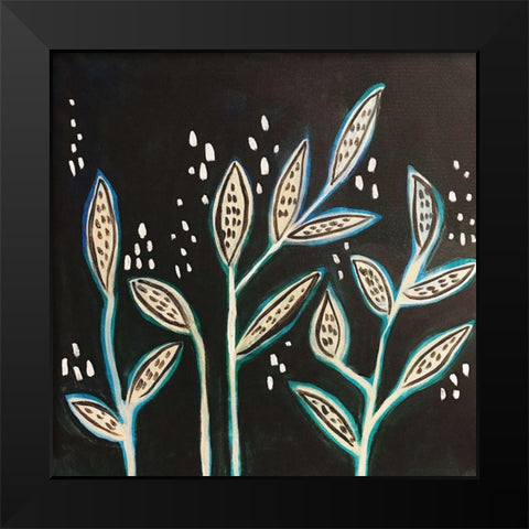 Leaves on Black Black Modern Wood Framed Art Print by Rupp, Mariah