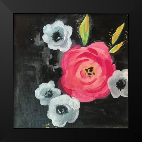 Pink Rose Anemones Black Modern Wood Framed Art Print by Rupp, Mariah