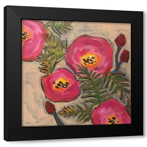 Red Mushrooms Black Modern Wood Framed Art Print with Double Matting by Rupp, Mariah