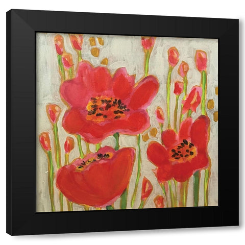 Red Poppies Black Modern Wood Framed Art Print with Double Matting by Rupp, Mariah