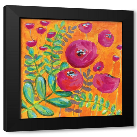 Orange Floral Black Modern Wood Framed Art Print with Double Matting by Rupp, Mariah