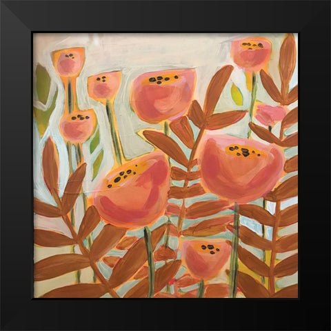 Brown Leaves Black Modern Wood Framed Art Print by Rupp, Mariah