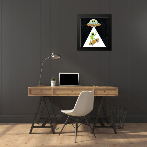 UFO Alien Black Modern Wood Framed Art Print by Rupp, Mariah
