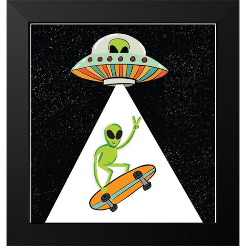 UFO Alien Black Modern Wood Framed Art Print by Rupp, Mariah