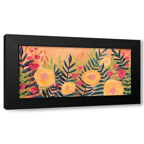 Flowers on Peach Black Modern Wood Framed Art Print by Rupp, Mariah