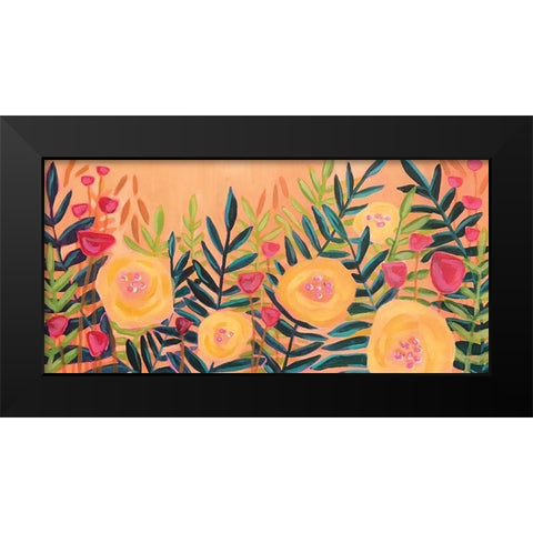 Flowers on Peach Black Modern Wood Framed Art Print by Rupp, Mariah