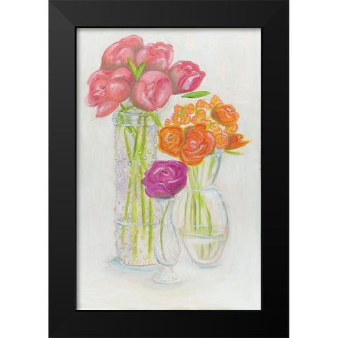 Flowers in Vases Black Modern Wood Framed Art Print by Rupp, Mariah