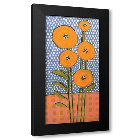 Orange on Polka Dots Black Modern Wood Framed Art Print by Rupp, Mariah
