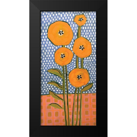 Orange on Polka Dots Black Modern Wood Framed Art Print by Rupp, Mariah