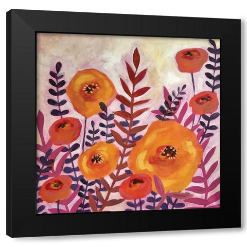 Purple Leaves Black Modern Wood Framed Art Print by Rupp, Mariah