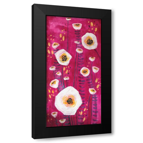 Pink Flowers Black Modern Wood Framed Art Print by Rupp, Mariah