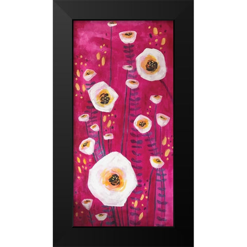 Pink Flowers Black Modern Wood Framed Art Print by Rupp, Mariah