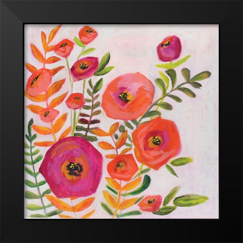 Flowers and Leaves Black Modern Wood Framed Art Print by Rupp, Mariah