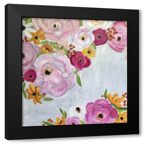 Pink Roses Black Modern Wood Framed Art Print with Double Matting by Rupp, Mariah