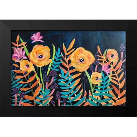 Flowers Black Modern Wood Framed Art Print by Rupp, Mariah