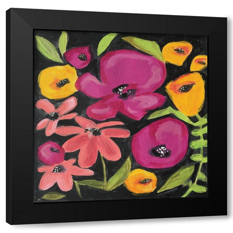 Flowers on Black Black Modern Wood Framed Art Print by Rupp, Mariah