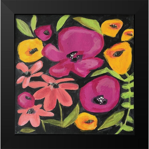 Flowers on Black Black Modern Wood Framed Art Print by Rupp, Mariah
