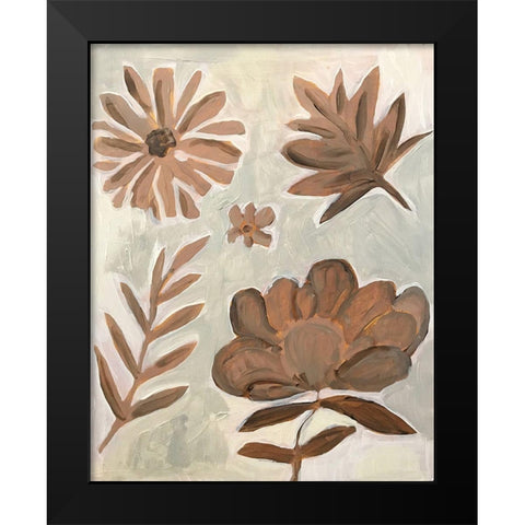 Brown Flowers Black Modern Wood Framed Art Print by Rupp, Mariah