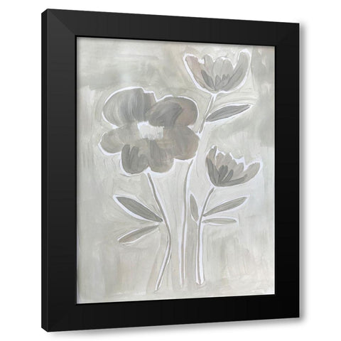 Grey Flowers Black Modern Wood Framed Art Print with Double Matting by Rupp, Mariah