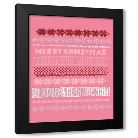 Merry Christmas Black Modern Wood Framed Art Print with Double Matting by Rupp, Mariah